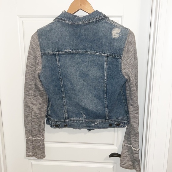 Free People Denim Knit Sleeve Jacket Size Small - Picture 5 of 6